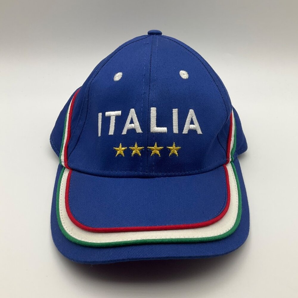 Cappelli Berretti Italia Blue Cap Hat Embroidered Italian Adjustable Cotton 58CM